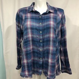 We The Free Plaid Button Down Shirt women’s large
